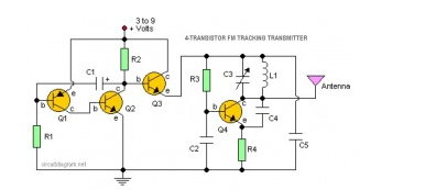 4 transistor FM tracking transmitter