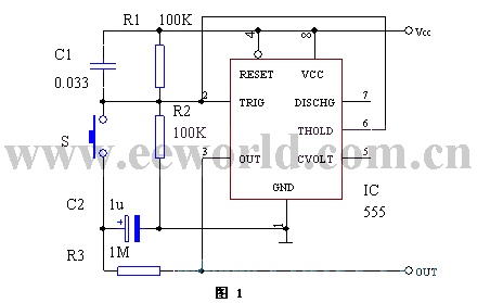 单键555双稳开关电路