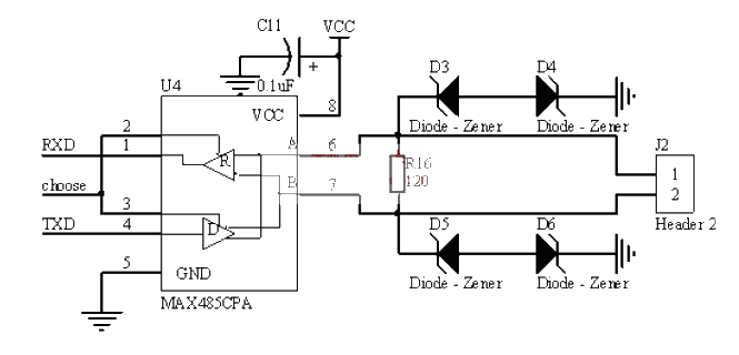 Photoelectric isolation RS485 typical circuit diagram