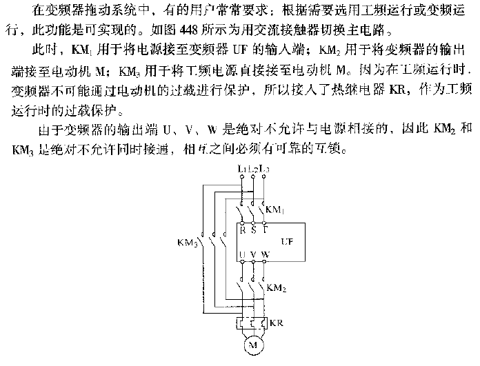 <strong>General frequency converter</strong> uses <strong>AC contactor</strong> to switch between variable frequency and <strong>power frequency</strong>.gif