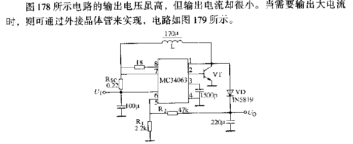 <strong>MC34063</strong> and <strong>transistor</strong> form a high-current <strong>boost</strong><strong>switching regulator</strong>.gif