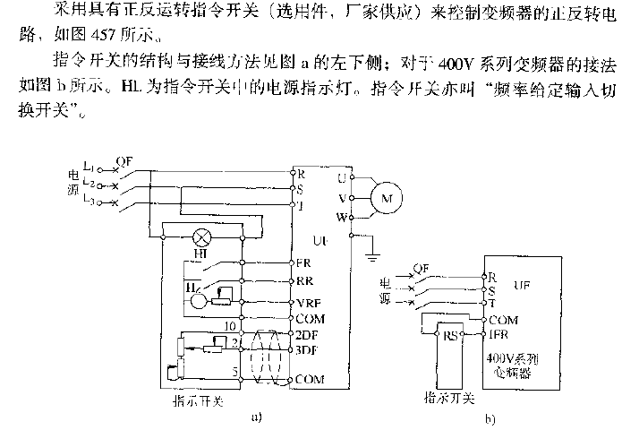 Forward and reverse command switch control for general frequency converters