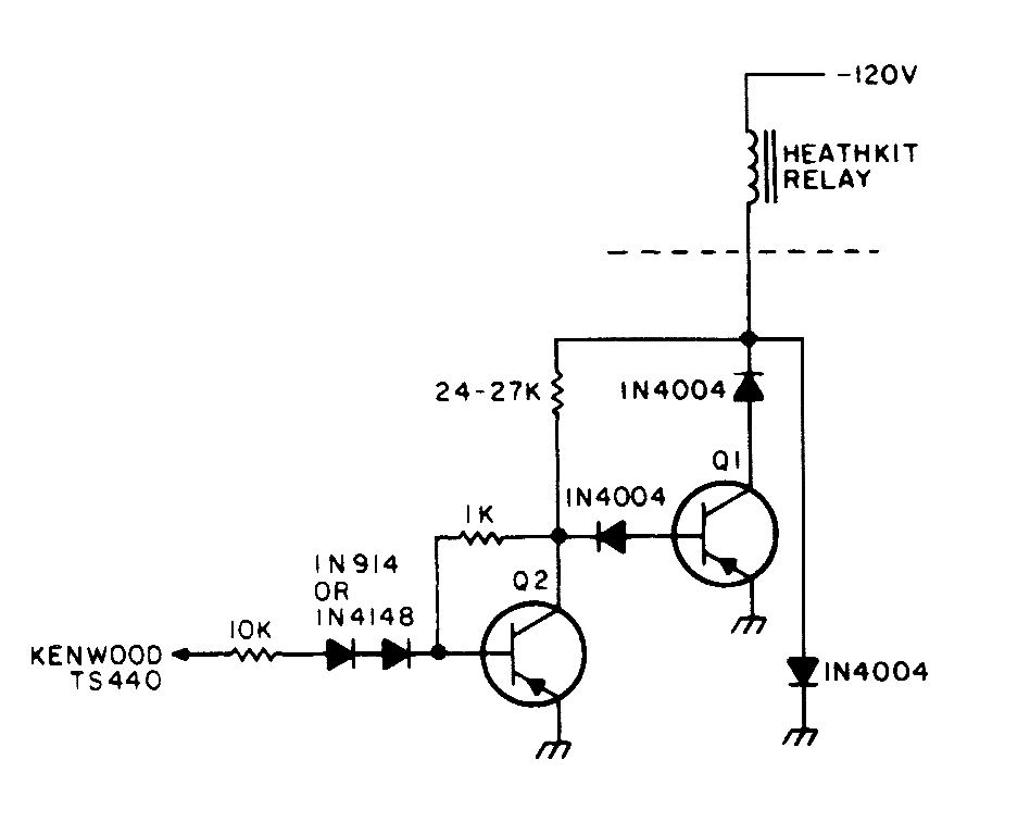 Relay interface circuit diagram of amateur wireless transceiver