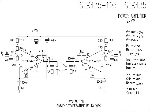 STK435-105 / <strong>ST</strong>K435 <strong>Power Amplifier</strong> Circuit Diagram