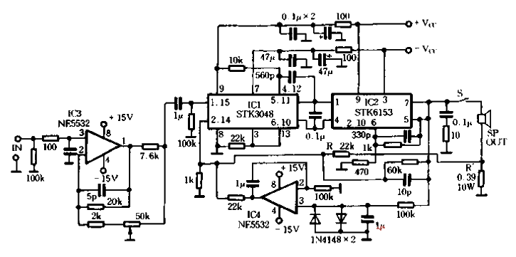 STK3048和STK6153组合的高品质功放02–电路图–电子工程世界