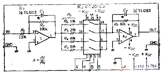 13. Use hexadecimal data to select a <strong>programmable amplifier</strong> with a gain of 0 to 15 times.gif