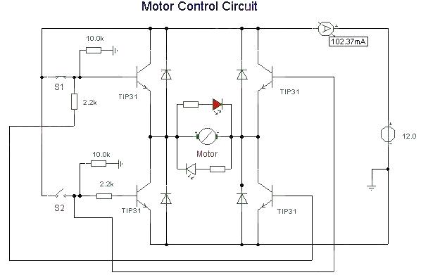 DC motor forward and reverse control drive circuit diagram