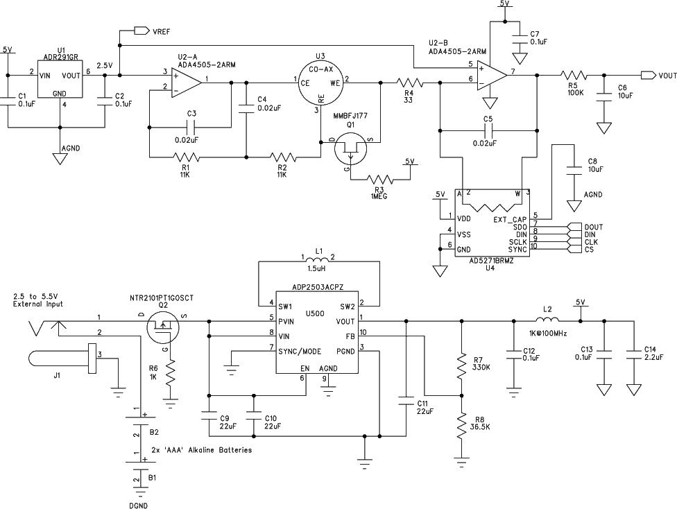 A portable gas detector circuit diagram