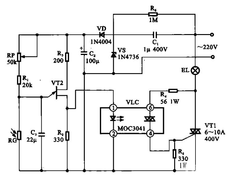 Light controlled ultra-low frequency oscillation circuit diagram