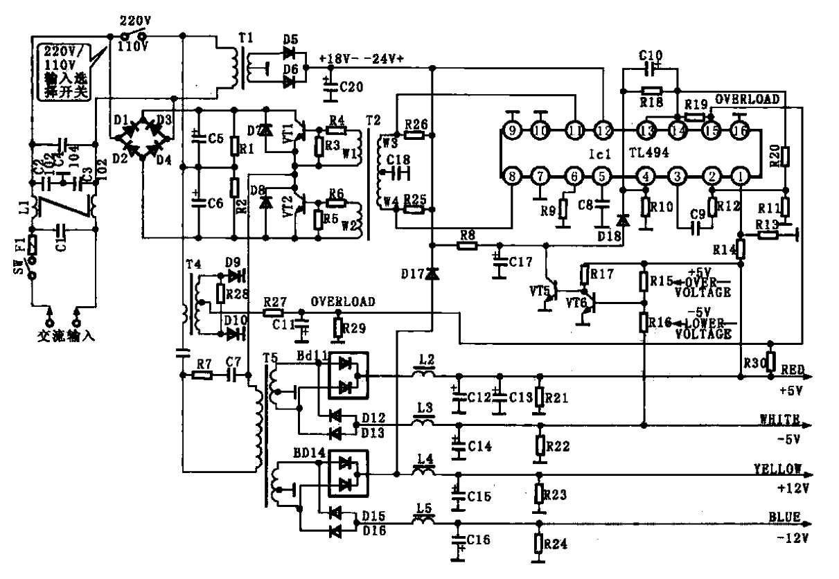 33.<strong>Switching power supply circuit</strong> composed of<strong>TL494</strong><strong>integrated circuit</strong>.gif