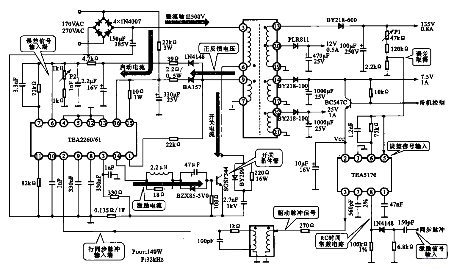 51.<strong>Switching power supply circuit</strong> using a combination of<strong>TE</strong>A2260-61 and TEA5170.gif