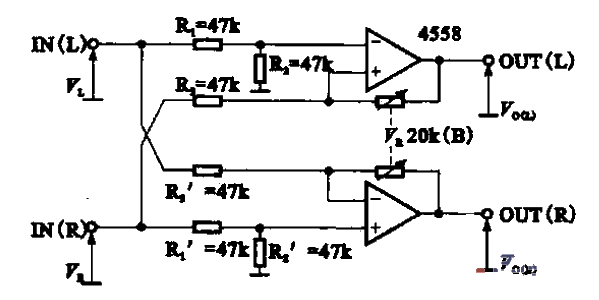 Processing circuit for widening stereo effect