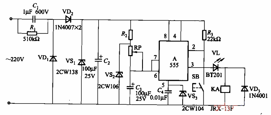 37. One of the <strong>delay circuits</strong> using 555 time base<strong>integrated circuit</strong>.gif