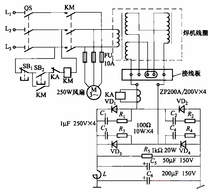 Modified AC and DC dual-purpose arc welding machine circuit