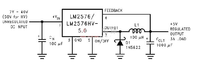 Large range 7~40V to 5<strong>VDC</strong>-DC step-down<strong>Circuit diagram</strong>