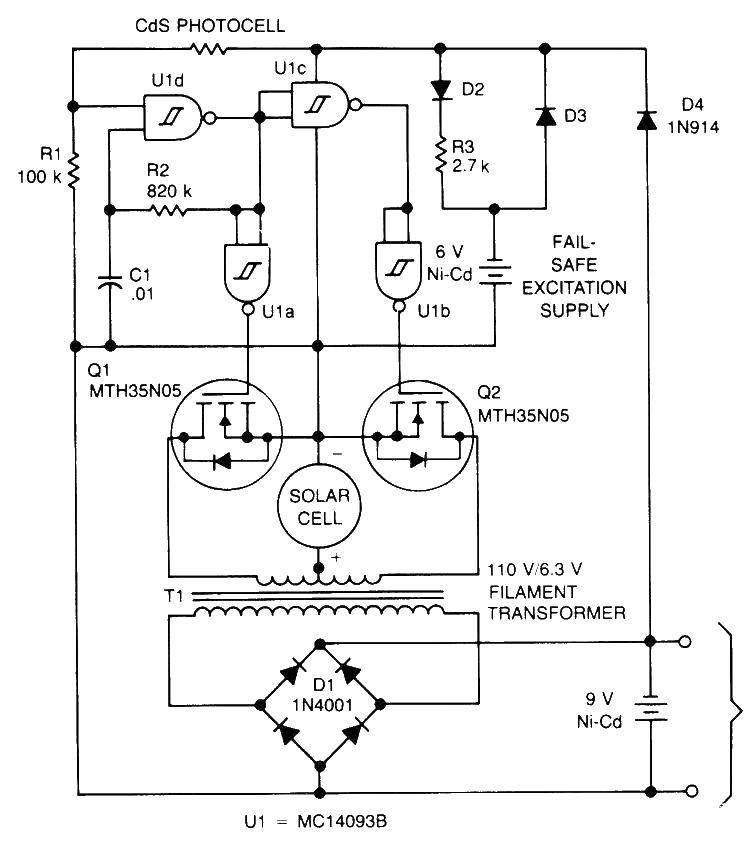 Single solar battery charger working circuit