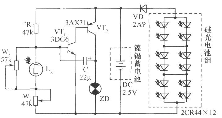 Solar flasher principle circuit