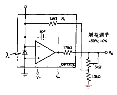 OPT202 gain adjustment circuit