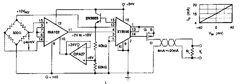 Single Supply Bridge Sensor Transmitter Circuit