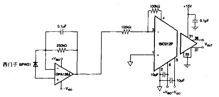 Light detection isolation amplifier circuit