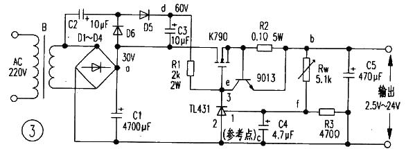 Use<strong>TL431</strong> as a<strong>high power</strong><strong>adjustable voltage stabilized power supply</strong>