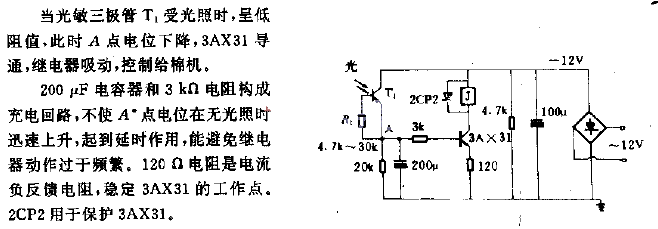 Photoelectric control circuit for cotton feeding machine control