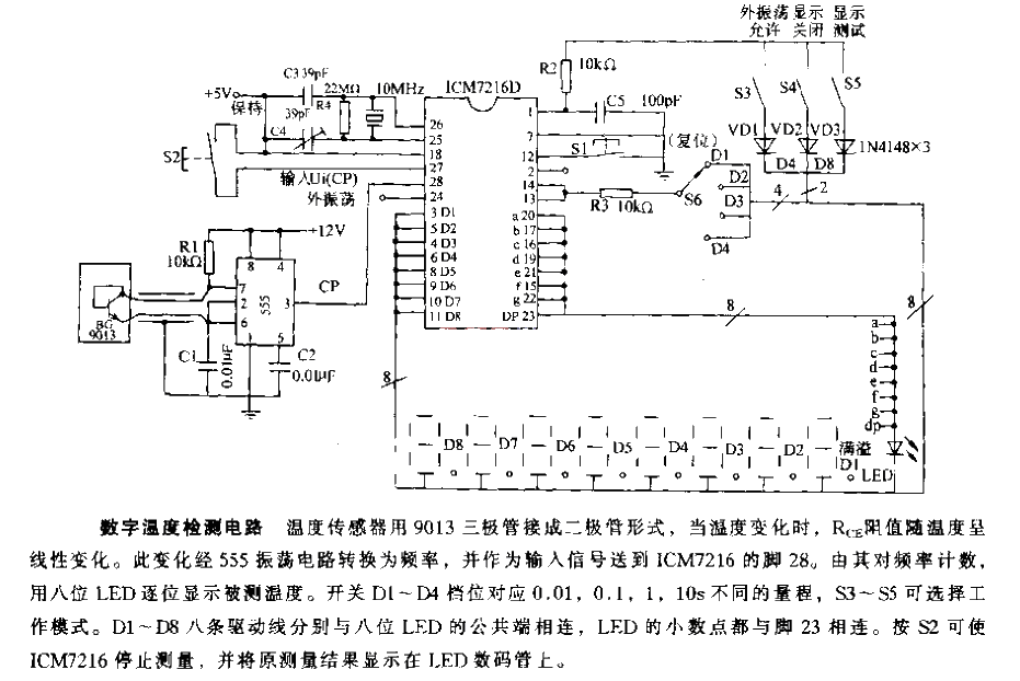 Digital temperature detection circuit