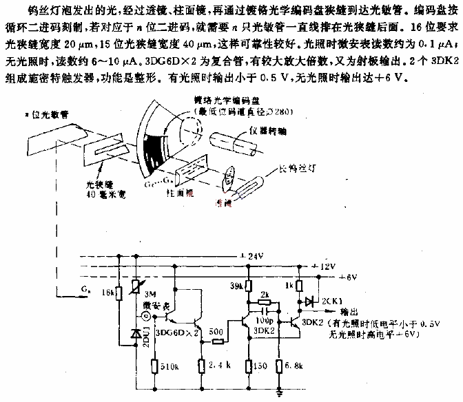 Photodiode circuit for optical axis angle encoder