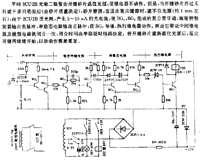 Photoelectric control circuit for pen tip slit control