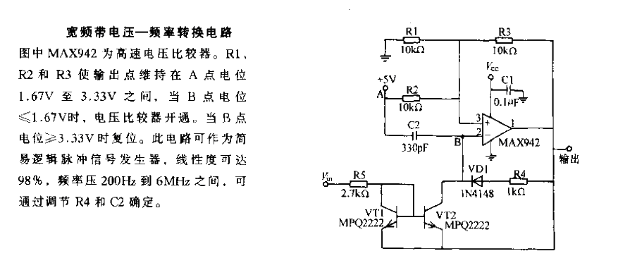 Broadband voltage-frequency conversion circuit