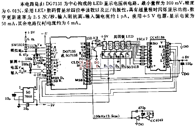 Four and a half digit digital voltmeter circuit