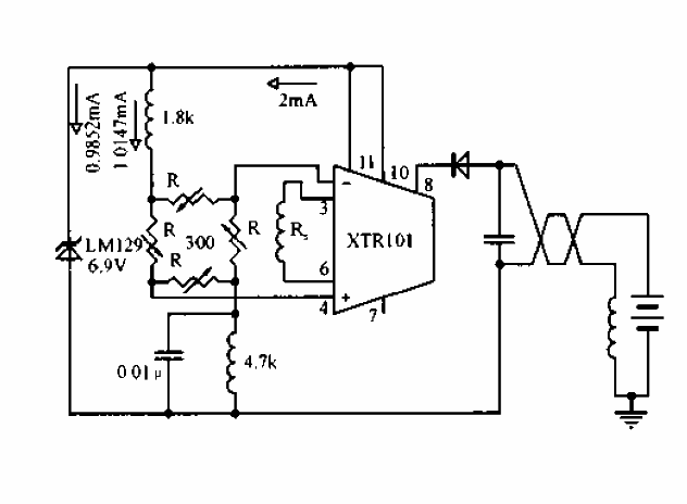 Pressure sensor two-wire output circuit