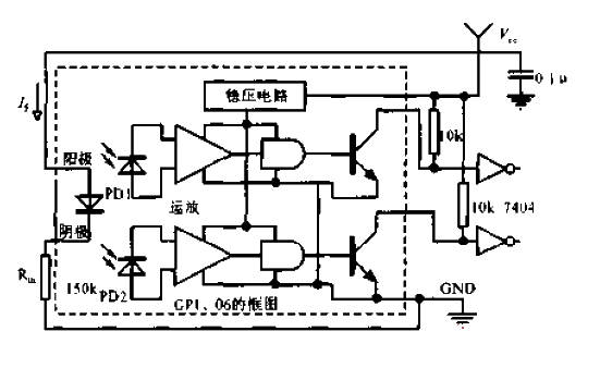 Optical interrupter dual output circuit