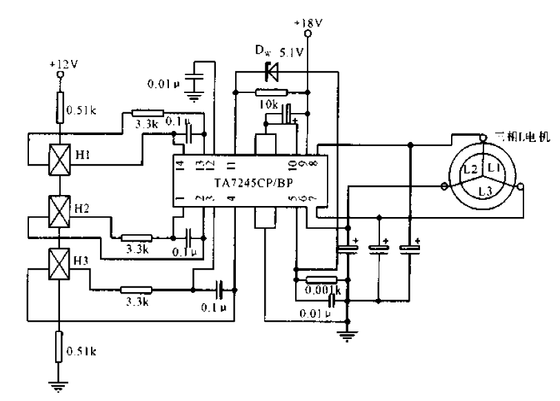 Three-phase<strong>Brushless Motor Drive</strong> circuit.gif