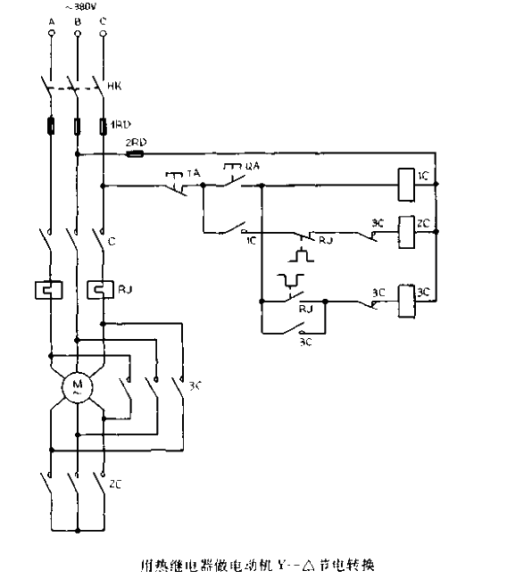 Use thermal relay for motor Y-power saving conversion