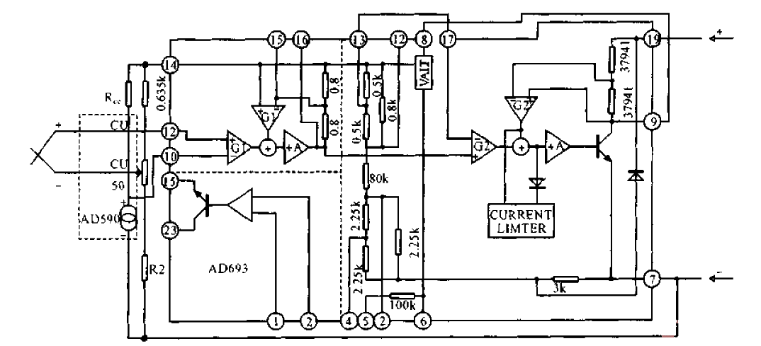 Thermocouple temperature transmission circuit