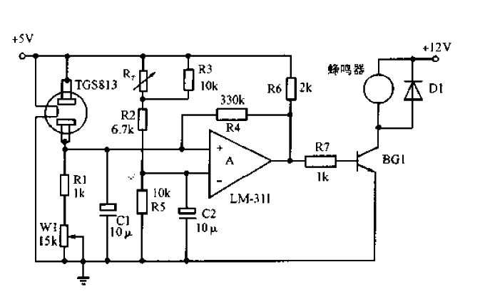 Gas alarm with temperature compensation