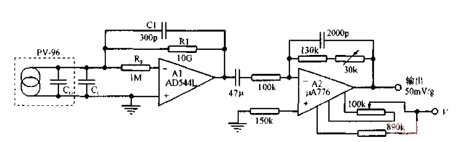 Piezoelectric acceleration sensor detects micro-vibration circuit