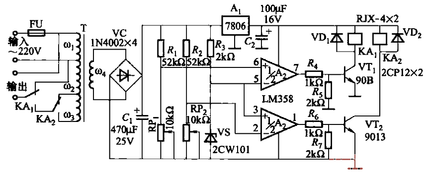 Relay controlled autotransformer AC stabilized power supply circuit 4