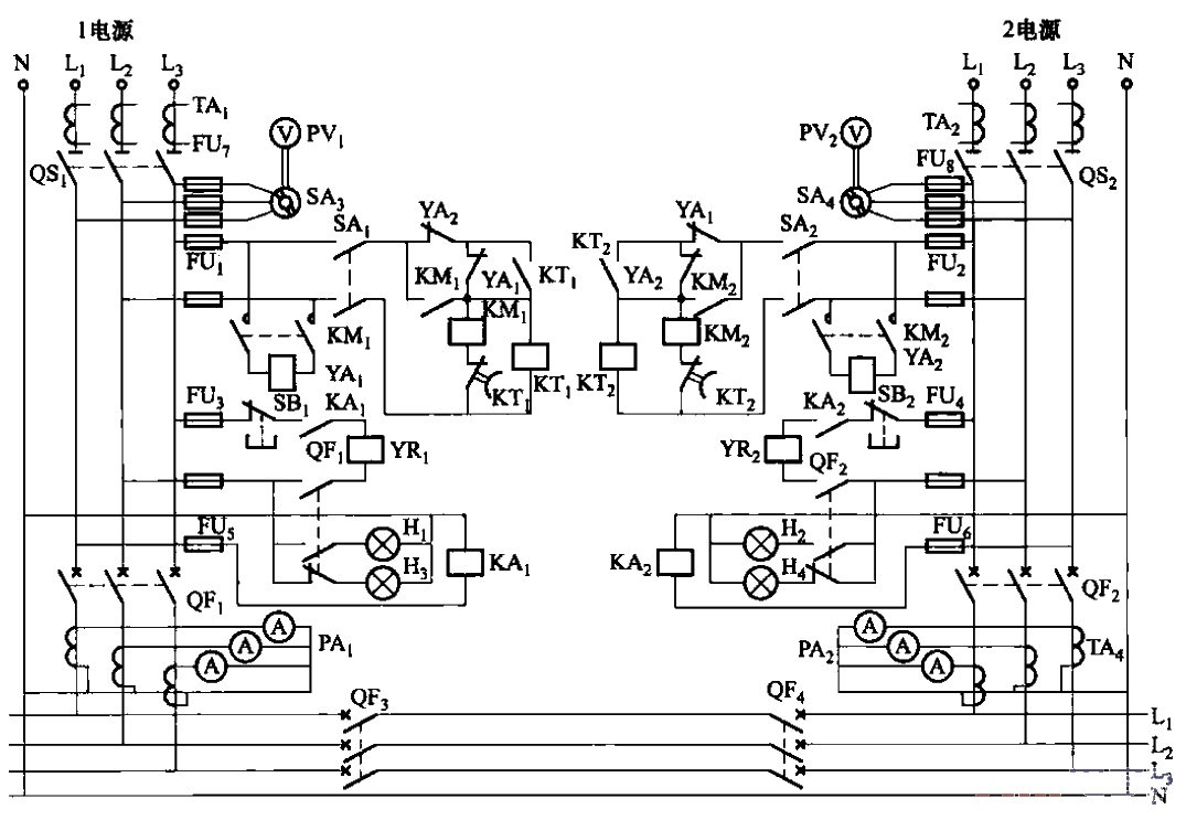 130. Dual-circuit<strong>power supply</strong>uses<strong>low-voltage circuit breaker</strong>self-transfer<strong>circuit</strong>.gif