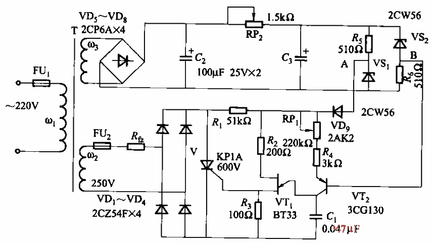 92. One of the <strong>AC regulated power supply</strong> circuits for <strong>Thyristor</strong><strong>control</strong>.gif