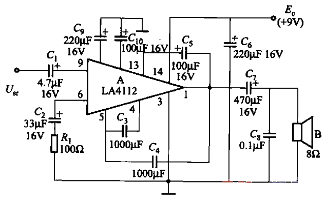 28.<strong>Audio power amplifier</strong> circuit composed of LA4112.gif