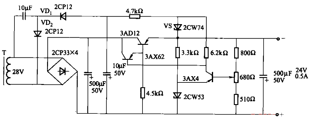 28.24V, 500mA<strong><strong>Stabilized power supply</strong><strong>Circuit</strong></strong>.gif