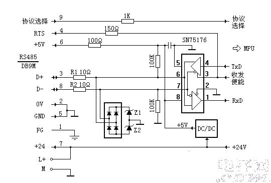 Siemens S7-200PLC internal S485 interface circuit diagram