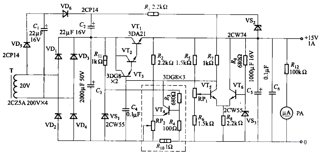 31. One of the <strong>voltage stabilizing circuits</strong> with auxiliary <strong>power supply</strong> and <strong>overcurrent protection</strong>.gif