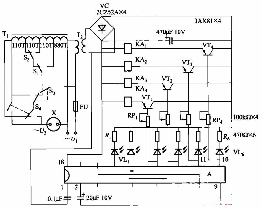 Autotransformer AC stabilized power supply circuit driven by SL322 driver