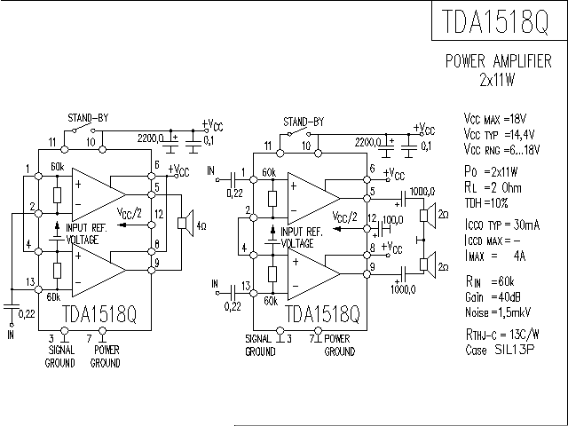 TDA1518Q power amplifier circuit diagram