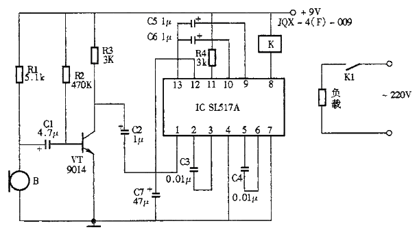 SL517 <strong><strong>Voice-activated light</strong></strong><strong><strong>Circuit diagram</strong></strong>.gif