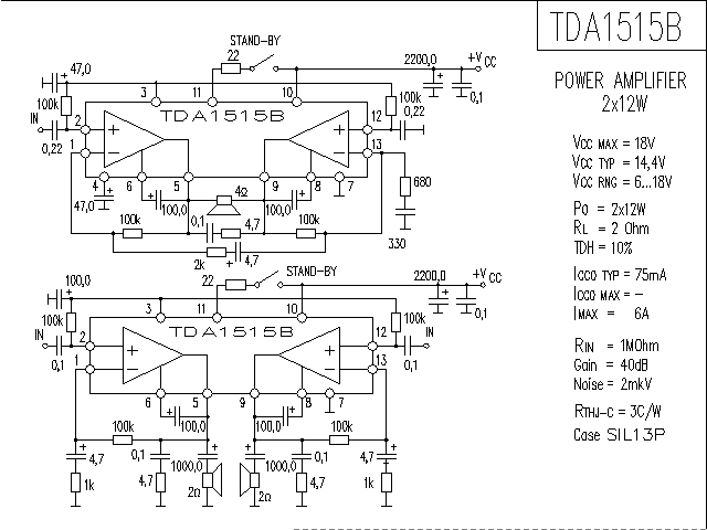 TDA1515B power amplifier circuit diagram