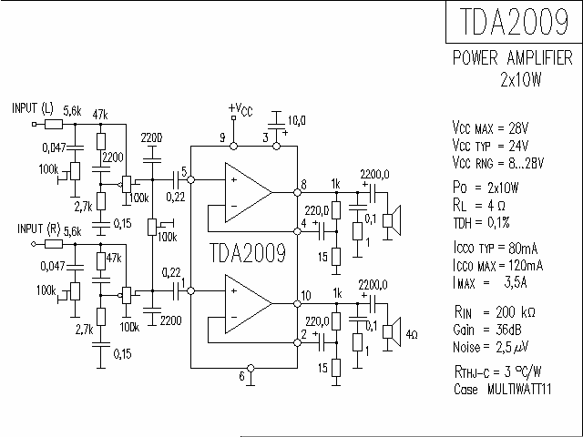 TDA2009<strong><strong>Power amplifier circuit diagram</strong></strong>.gif